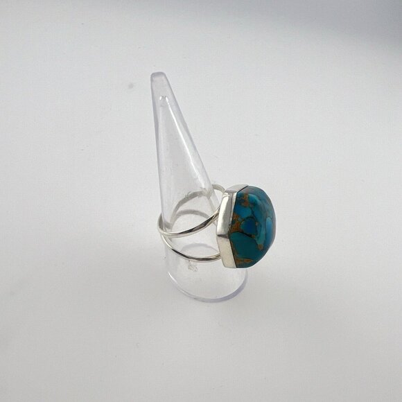 JAY KING Ring Turquoise w/ Copper Matrix 925 Sterling Silver Domed Sz 9 DTR Blue - Picture 3 of 10